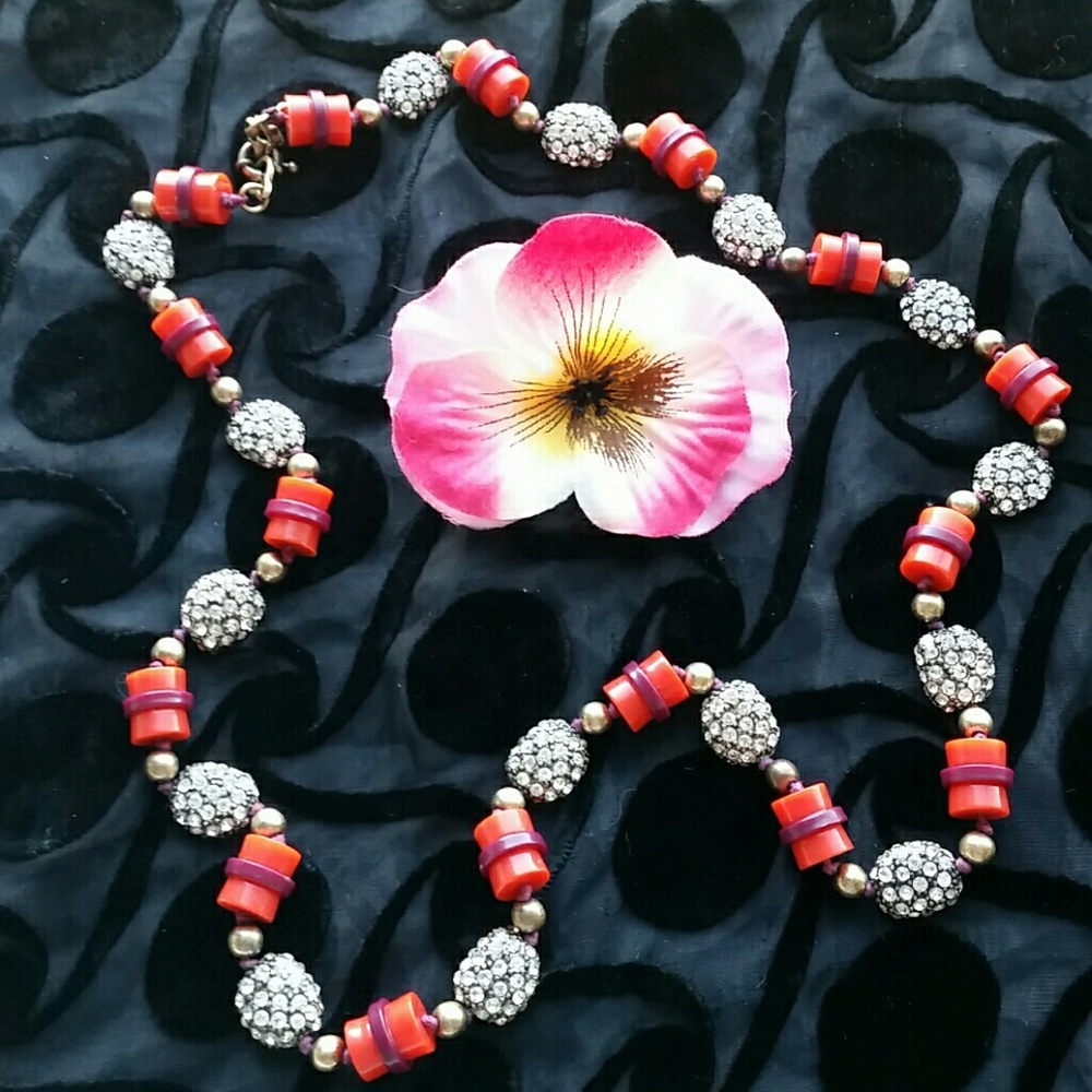 J. Crew Elegant Rhinestones Sparkling With Varied Style Beads Necklace